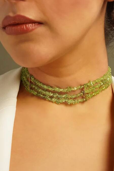 Kastiya Jewels Green Onyx Semi Precious Gemstone Choker Online at Aza Fashions Kastiya Jewels_Green Onyx Semi Precious Gemstone Choker_Online_at_Aza_Fashions