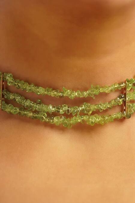 Buy Kastiya Jewels Green Onyx Semi Precious Gemstone Choker Online at Aza Fashions Buy_Kastiya Jewels_Green Onyx Semi Precious Gemstone Choker_Online_at_Aza_Fashions