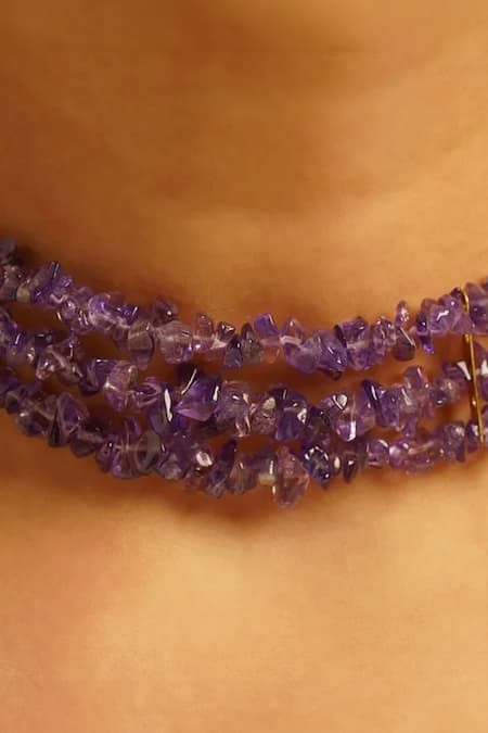 Buy Kastiya Jewels Purple Natural Amethyst Gemstone Choker Online at Aza Fashions Buy_Kastiya Jewels_Purple Natural Amethyst Gemstone Choker_Online_at_Aza_Fashions