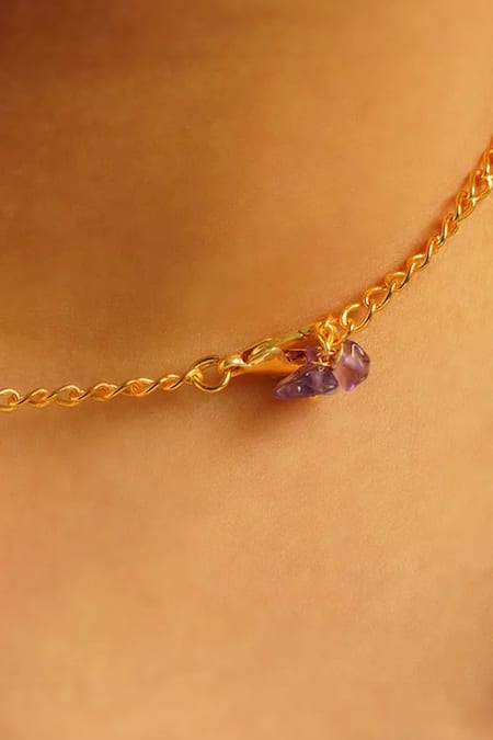 Shop Kastiya Jewels Purple Natural Amethyst Gemstone Choker Online at Aza Fashions Shop_Kastiya Jewels_Purple Natural Amethyst Gemstone Choker_Online_at_Aza_Fashions