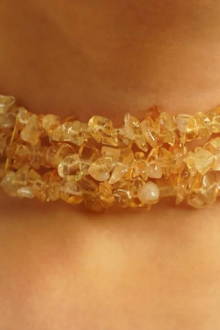 Buy_Kastiya Jewels_Yellow Citrine Semi Precious Gemstone Choker_Online_at_Aza_Fashions
