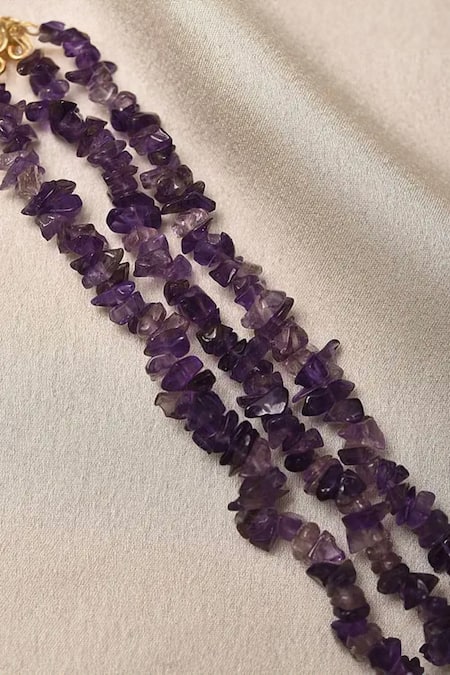 Kastiya Jewels_Purple Stones Natural Amethyst Layered Bracelet_Online_at_Aza_Fashions