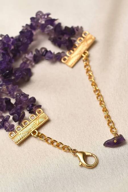 Buy_Kastiya Jewels_Purple Stones Natural Amethyst Layered Bracelet_Online_at_Aza_Fashions