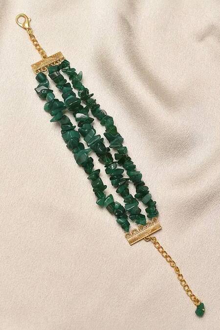 Shop Kastiya Jewels Green Stones Onyx Layered Bracelet at Aza Fashions Shop_Kastiya Jewels_Green Stones Onyx Layered Bracelet_at_Aza_Fashions