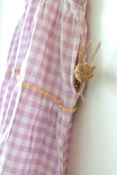 Buy Love The World Today Purple Handloom Cotton Handwoven Chequered Dress Online at Aza Fashions Buy_Love The World Today_Purple Handloom Cotton Handwoven Chequered Dress_Online_at_Aza_Fashions