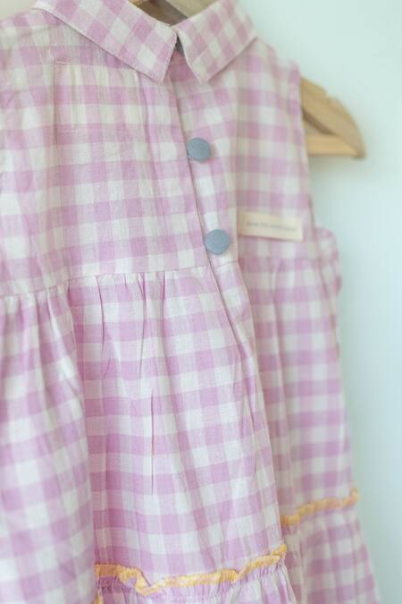 Buy Love The World Today Purple Handloom Cotton Handwoven Chequered Dress Buy_Love The World Today_Purple Handloom Cotton Handwoven Chequered Dress