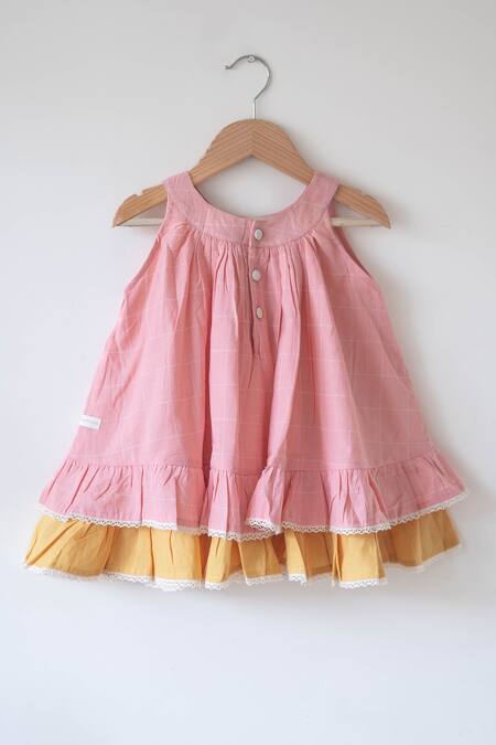 Love The World Today_Pink Cotton Pocketful Of Sunsets Dress_Online_at_Aza_Fashions
