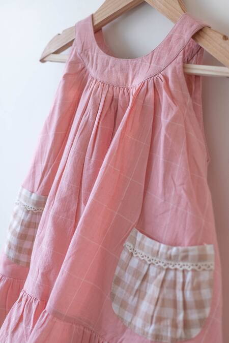 Buy_Love The World Today_Pink Cotton Pocketful Of Sunsets Dress_Online_at_Aza_Fashions