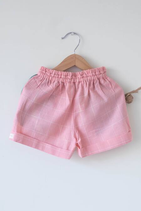 Buy Love The World Today Pink Handloom Cotton Shared Secrets Shirt With Shorts Online at Aza Fashions Buy_Love The World Today_Pink Handloom Cotton Shared Secrets Shirt With Shorts _Online_at_Aza_Fashions