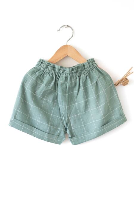 Shop_Love The World Today_Blue Handloom Cotton Shared Secrets Kimono Shirt With Shorts_Online_at_Aza_Fashions