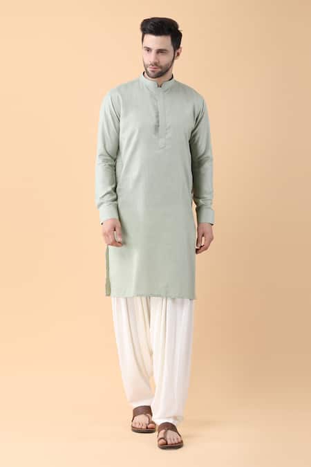 Manish Nagdeo_Green , Silk, Satin, Rayon Spring Fleur Bundi Kurta Set _Online_at_Aza_Fashions