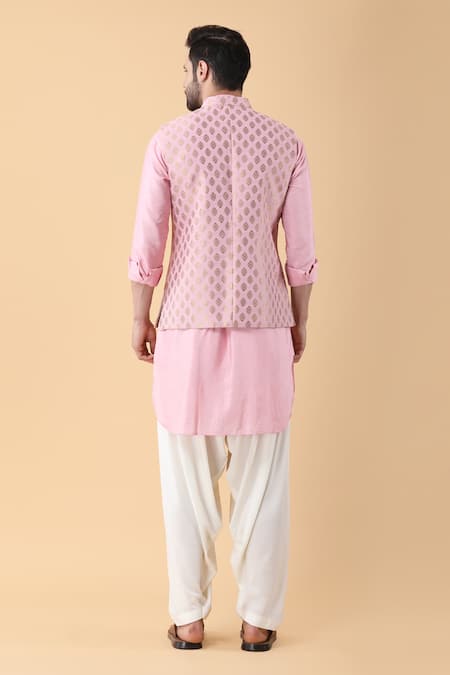 Manish Nagdeo Damask Bundi Kurta Set 
