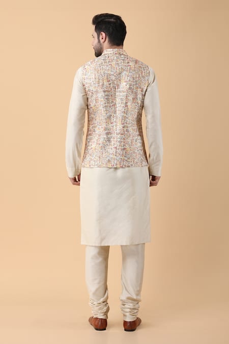 Manish Nagdeo Quirky Print Bundi Kurta Set 