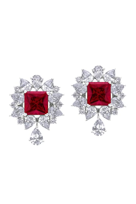 Diosa Paris Jewellery Ruby Embellished Earrings 