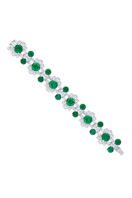 Diosa Paris Jewellery Swarovski Zirconia & Emerald Embellished Bracelet 