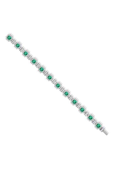 Diosa Paris Jewellery Swarovski Zirconia & Emerald Embellished Bracelet 