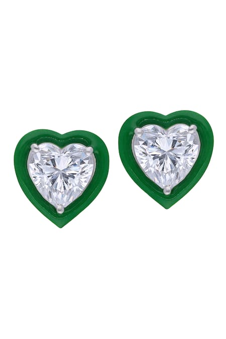 DIOSA PARIS JEWELLERY Heart Shaped Enamel Stud Earrings 