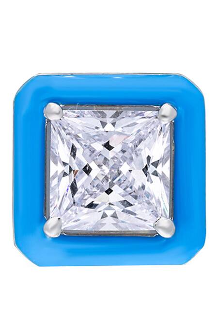 DIOSA PARIS JEWELLERY_Blue Stones Enamel Square Shaped Stud Earrings _Online_at_Aza_Fashions