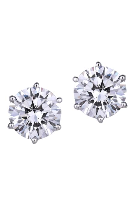 Shop DIOSA PARIS JEWELLERY White Stones Swarovski Zirconia Round Stud Earrings at Aza Fashions Shop_DIOSA PARIS JEWELLERY_White Stones Swarovski Zirconia Round Stud Earrings _at_Aza_Fashions