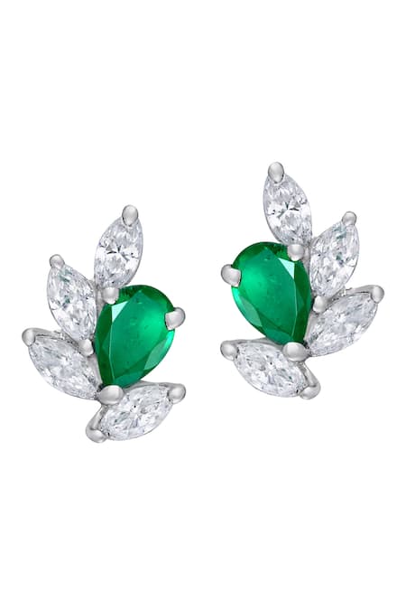 Diosa Paris Jewellery Emerald & Swarovski Zirconia Studs 