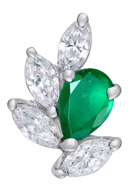 Diosa Paris Jewellery_Green Stones, Diamonds Emerald And Swarovski Zirconia Studs _Online_at_Aza_Fashions
