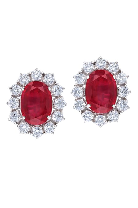 Diosa Paris Jewellery Ruby & Swarovski Zirconia Studs 