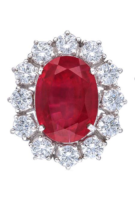 Diosa Paris Jewellery_Red Diamonds, Stones Ruby And Swarovski Zirconia Studs _Online_at_Aza_Fashions