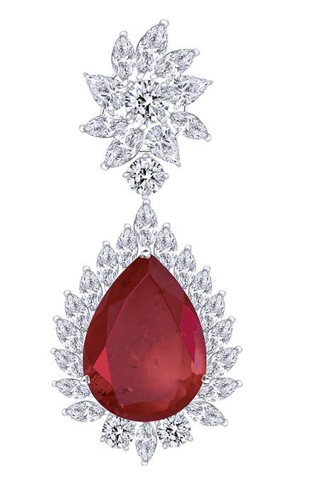 Diosa Paris Jewellery Red Crystals, Diamonds Pear Shaped Ruby And Swarovski Zirconia Earrings Online at Aza Fashions Diosa Paris Jewellery_Red Crystals, Diamonds Pear Shaped Ruby And Swarovski Zirconia Earrings _Online_at_Aza_Fashions