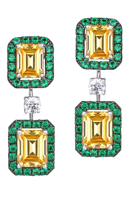 Diosa Paris Jewellery Swarovski & Emerald Embellished Earrings 