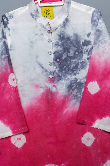 Para_Grey Spun Silk Tie Dye Pattern Kurta With Pant_Online_at_Aza_Fashions