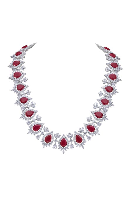 Diosa Paris Jewellery Ruby Embellished Necklace 