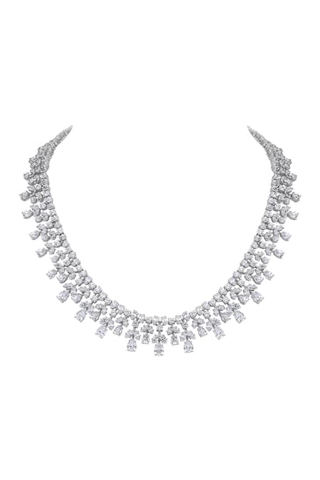 Diosa Paris Jewellery Swarovski Zirconia Floret Embellished Necklace 