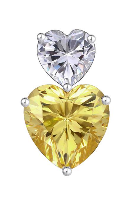 Diosa Paris Jewellery_Yellow Stones Swarovski Zirconia Heart Shaped Earrings _Online_at_Aza_Fashions