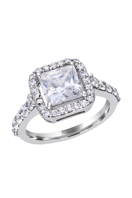 Diosa Paris Jewellery Square Cut Swarovski Zirconia Embellished Ring 