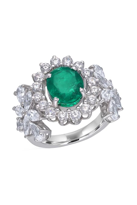 Bling Jewelry AAA CZ Pave Green Emerald Oval Art Deco Style 15CT Cocktail  Ring - Walmart.com