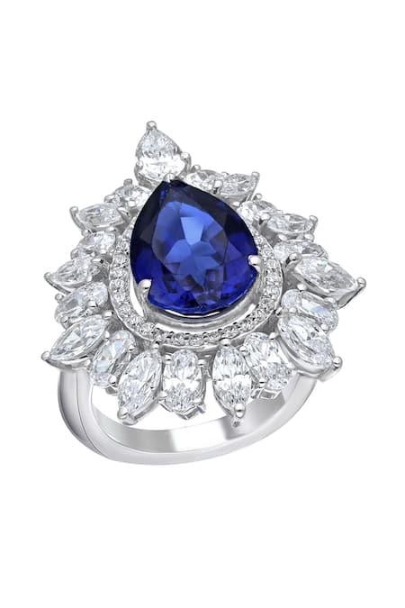 Diosa Paris Jewellery Sapphire Embellished Cocktail Ring 