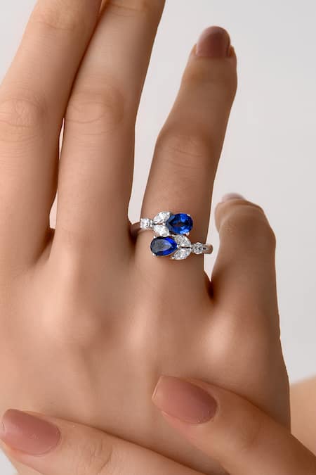 DIOSA PARIS JEWELLERY Sapphire Embellished Ring 