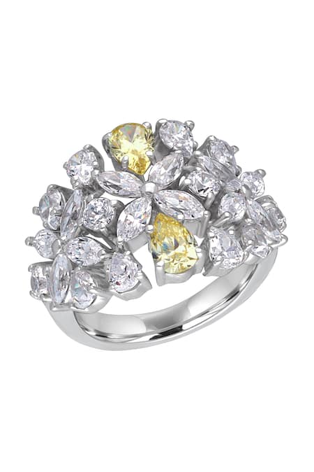 Diosa Paris Jewellery Bridal Swarovski Zirconia Embellished Two Tone Ring 