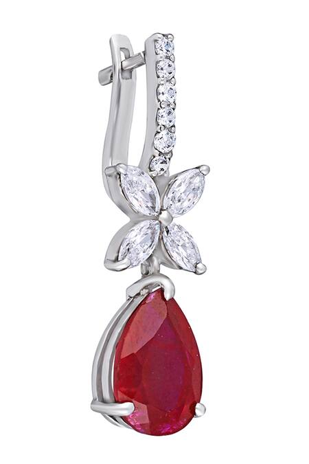Diosa Paris Jewellery Red Stones, Diamonds Pear Shaped Man-made Ruby Embellished Earrings Online at Aza Fashions Diosa Paris Jewellery_Red Stones, Diamonds Pear Shaped Man-made Ruby Embellished Earrings _Online_at_Aza_Fashions