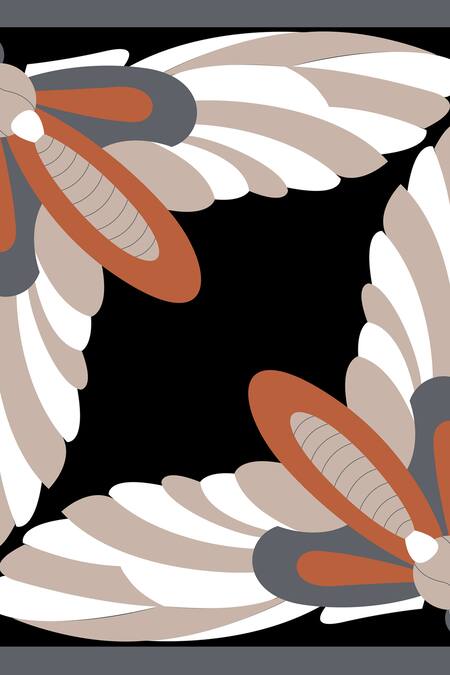 Thee Modern Roots Black Reversed Bugs Silk Scarf Online at Aza Fashions Thee Modern Roots_Black Reversed Bugs Silk Scarf _Online_at_Aza_Fashions