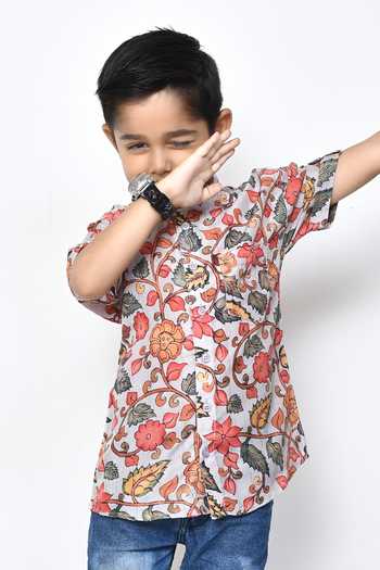 Buy_Petite Pomme_Grey Cotton Floral Print Shirt _Online_at_Aza_Fashions