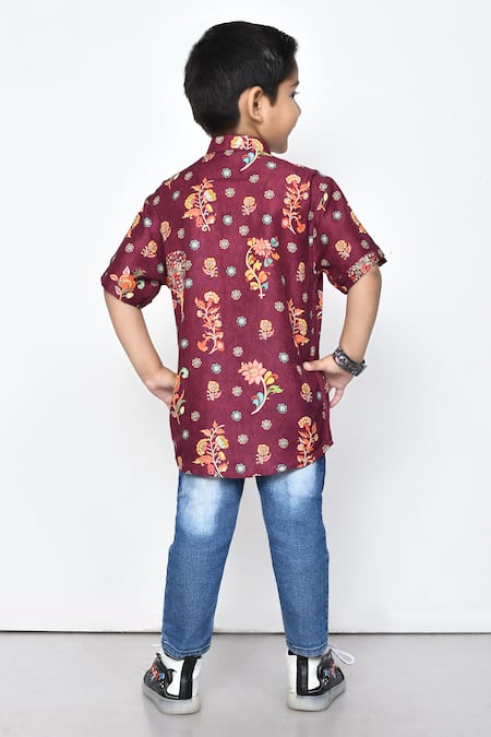 Petite Pomme Cotton Floral Print Shirt 