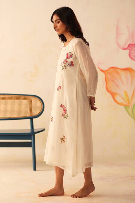 Begum Ivory Chanderi, Cotton Sequins, Beads, Fariha Hand Embroidered Dress With Slip Online at Aza Fashions Begum_Ivory Chanderi, Cotton Sequins, Beads, Fariha Hand Embroidered Dress With Slip _Online_at_Aza_Fashions
