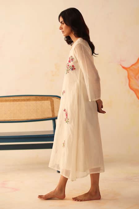 Buy Begum Ivory Chanderi, Cotton Sequins, Beads, Fariha Hand Embroidered Dress With Slip Online at Aza Fashions Buy_Begum_Ivory Chanderi, Cotton Sequins, Beads, Fariha Hand Embroidered Dress With Slip _Online_at_Aza_Fashions