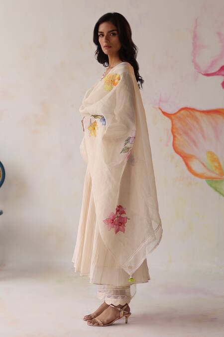 Buy Begum Ivory Silk, Cotton, Beads, Embroidery Kinza Hand Kurta Set Online at Aza Fashions Buy_Begum_Ivory Silk, Cotton, Beads, Embroidery Kinza Hand Kurta Set _Online_at_Aza_Fashions