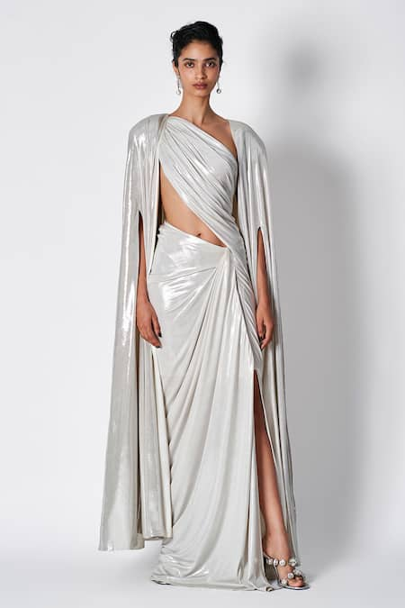 431-88 by Shweta Kapur Annie Liquid Jersey Saree Gown 