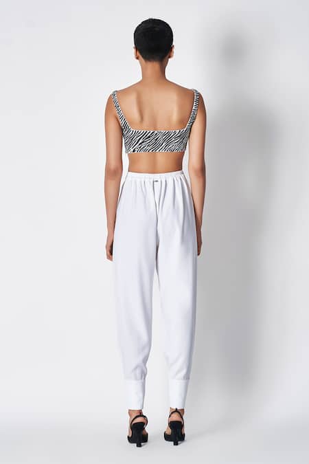 Shop 431-88 By Shweta Kapur White Crepe Friday Metz Cuffed Hem Pant at Aza Fashions Shop_431-88 By Shweta Kapur_White Crepe Friday Metz Cuffed Hem Pant _at_Aza_Fashions