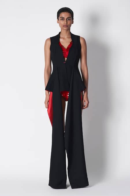 Buy 431-88 By Shweta Kapur Red Cotton Sequins V-neck Gill Embroidered Crop Top Online at Aza Fashions Buy_431-88 By Shweta Kapur_Red Cotton Sequins V-neck Gill Embroidered Crop Top _Online_at_Aza_Fashions