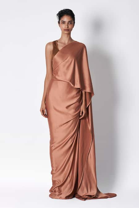 Buy 431-88 By Shweta Kapur Brown Crepe Kaai Versace Pre-draped Saree Online at Aza Fashions Buy_431-88 By Shweta Kapur_Brown Crepe Kaai Versace Pre-draped Saree _Online_at_Aza_Fashions