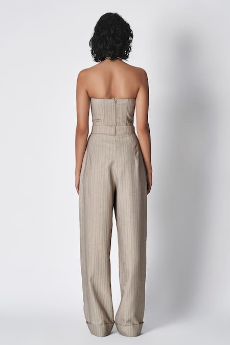 Shop 431-88 By Shweta Kapur Grey Suede Plunge , Sweetheart Stripe Pattern Malla Corset at Aza Fashions Shop_431-88 By Shweta Kapur_Grey Suede Plunge , Sweetheart Stripe Pattern Malla Corset _at_Aza_Fashions